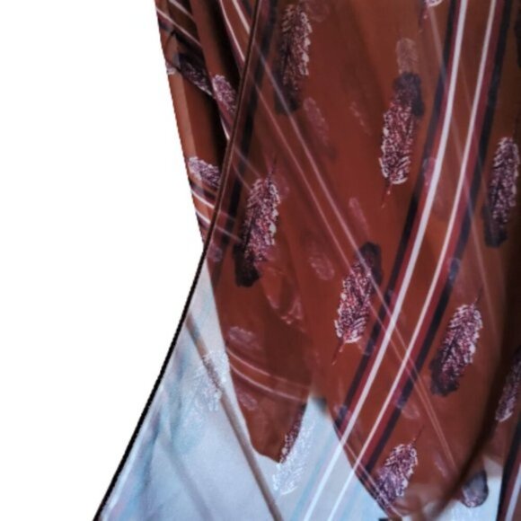 Light kimono cover up with burnt orange feathers print in a great colour - Picture 7 of 10